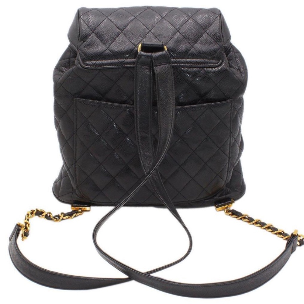 CHANEL Quilted Black Backpack with Gold Accents - Picture 2 of 5